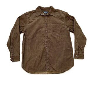 Nevada Velvet Check Button Up Shirt Tan Brown Men's Medium